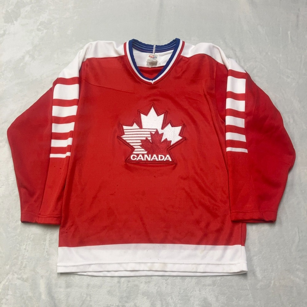 Vintage Team Canada Hockey Jersey CCM Sport Maska Red White Men's Small 1980s